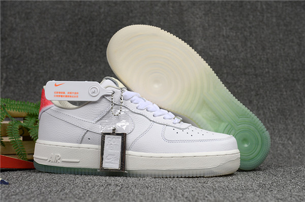 Women's Air Force 1 Low Top White/Green/Pink Shoes 048